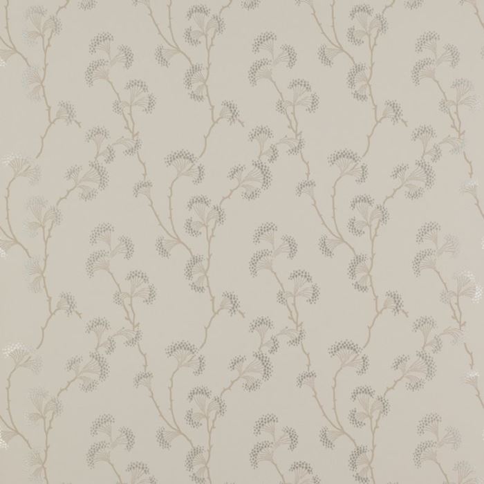 Bowood Wallpaper in Grey/Green by Colefax and Fowler